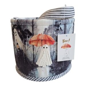 NWT Halloween 3D Ghost Basket Tote Trick or Treat Bag Storage Bin Spooky Cute